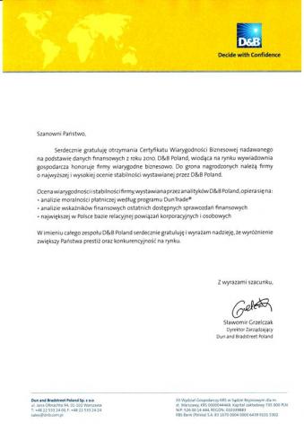 Certyfikat Wiarygodności Biznesowej